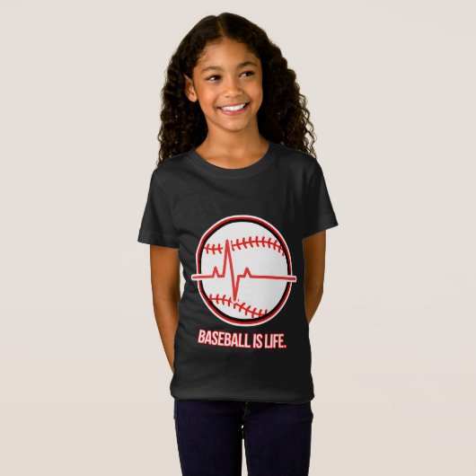 Baseball is Life Heartbeat Pulse Graphic Tシャツ (正面フル)