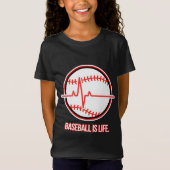 Baseball is Life Heartbeat Pulse Graphic Tシャツ (正面)