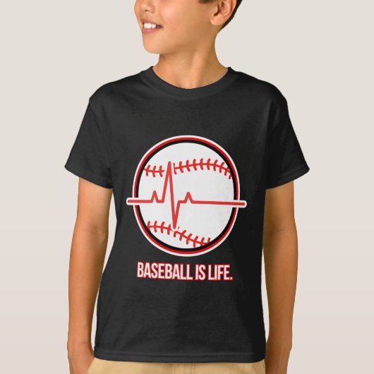 Baseball is Life Heartbeat Pulse Graphic Tシャツ (正面)