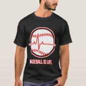 Baseball is Life Heartbeat Pulse Graphic Tシャツ (正面)