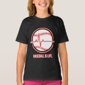 Baseball is Life Heartbeat Pulse Graphic Tシャツ (正面)
