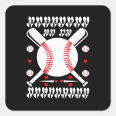 Baseball Is My Valentine Cute Valentine’s Sticker スクエアシール (正面)