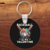 Baseball Is My Valentine Ice Cream Drip Crossed Ba キーホルダー (正面)