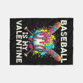 Baseball Is My Valentine Ice Cream Drip Crossed Ba フリースブランケット (正面(横))