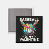 Baseball Is My Valentine Ice Cream Drip Crossed Ba マグネット (正面/裏面)