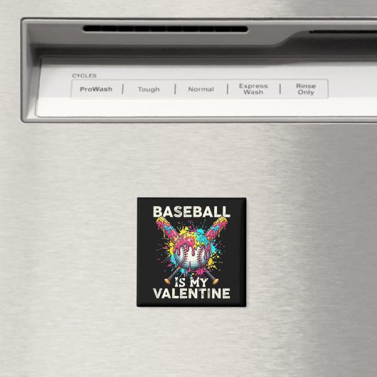 Baseball Is My Valentine Ice Cream Drip Crossed Ba マグネット (インサイチュ (食洗機))