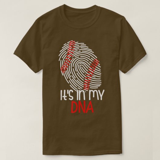 Baseball Its in my DNA Fingerprint Tシャツ (デザイン正面)