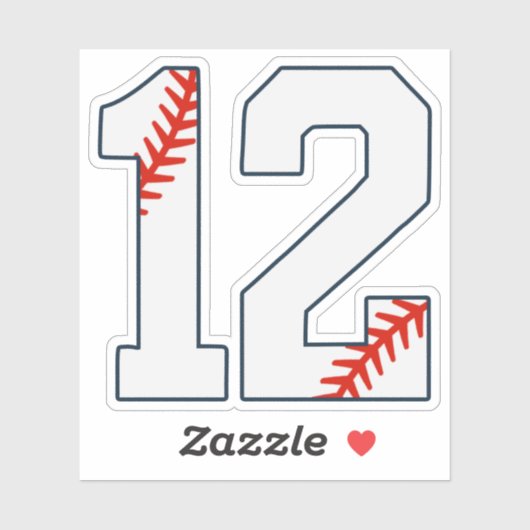 Baseball Jersey Number 12 シール (シート)