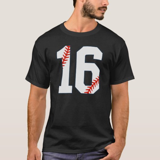 Baseball Jersey Number 16 Tシャツ (正面)