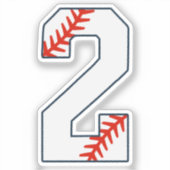 Baseball Jersey Number 2 シール (正面)