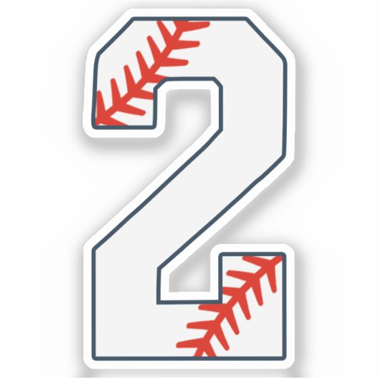 Baseball Jersey Number 2 シール (正面)