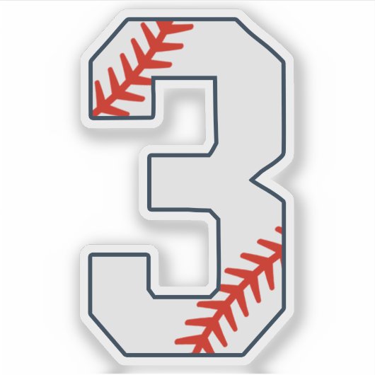 Baseball Jersey Number 3 シール (正面)