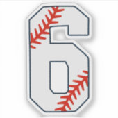 Baseball Jersey Number 6 シール (正面)
