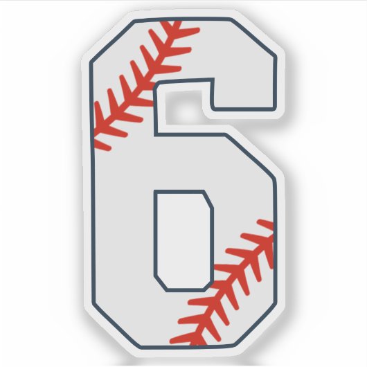 Baseball Jersey Number 6 シール (正面)