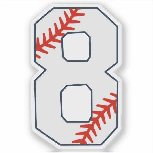 Baseball Jersey Number 8 シール (正面)