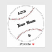 Baseball Kid Team Name Number Vinyl Sticker シール (シート)