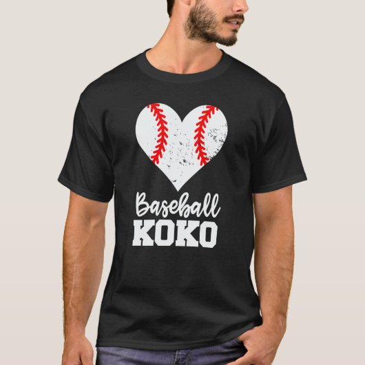 Baseball Koko Baseball Heart Grandma Koko Tシャツ (正面)