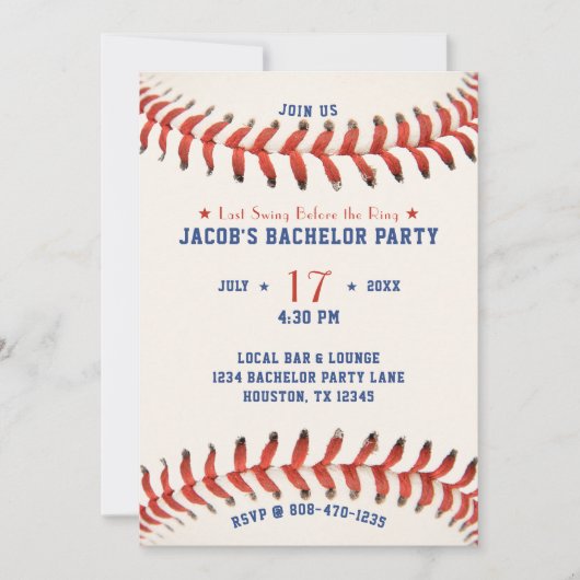 Baseball Last Swing Before the Ring Bachelor Party 招待状 (正面)
