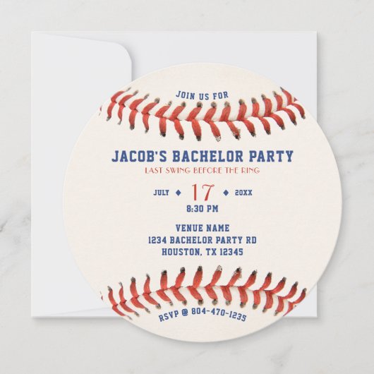 Baseball Last Swing Before the Ring Bachelor Party 招待状 (正面)