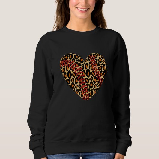 Baseball Leopard Heart Cute Mom Dad Men Women スウェットシャツ (正面)