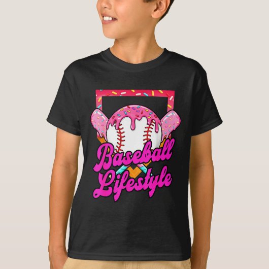 Baseball Life Lifestyle Home Plate Ice Cream Drip  Tシャツ (正面)