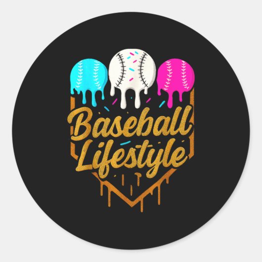 Baseball Lifestyle, Baseball Drip Icecream ラウンドシール (正面)