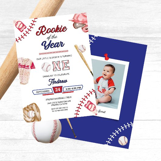 Baseball Little Slugger 1st Birthday Boy Party 招待状