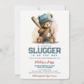 Baseball Little Slugger Teddy Bear  Baby Shower  招待状 (正面)