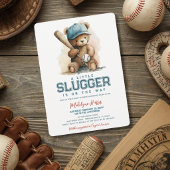 Baseball Little Slugger Teddy Bear  Baby Shower  招待状
