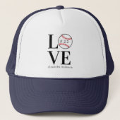 Baseball LOVE：名前パーソナライズされたと番号を追加 キャップ (正面)