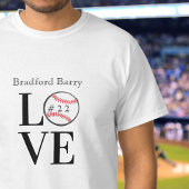 Baseball LOVE：名前パーソナライズされたと番号を追加 Tシャツ
