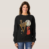 Baseball LOVE Baller Mom Leopard Print Softball Ga スウェットシャツ (正面フル)