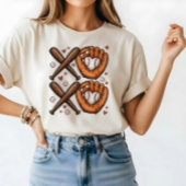 Baseball Love Heart Glove XOXO Tshirt Tシャツ