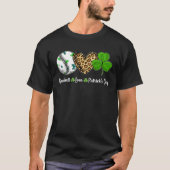 Baseball Love Leopard Heart Shamrock St Patricks D Tシャツ (正面)