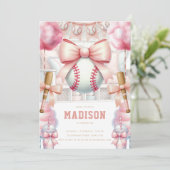 Baseball Luxury Birthday Girly Sports Theme 招待状 (スタンド正面)