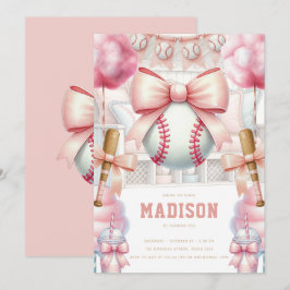 Baseball Luxury Birthday Girly Sports Theme 招待状