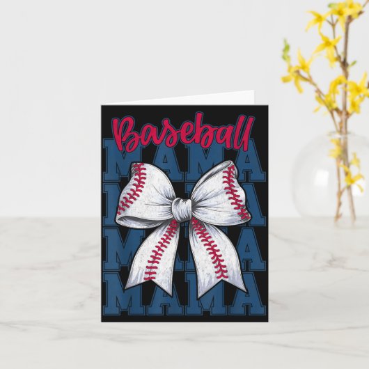 Baseball Mama Coquette Bow Game Day Baseball Mom M カード (黄色い花)