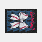 Baseball Mama Coquette Bow Game Day Baseball Mom M フリースブランケット (正面(横))