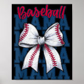Baseball Mama Coquette Bow Game Day Baseball Mom M ポスター (正面)
