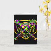 Baseball Mardi Gras Carnival Party Mask Ice Cream  カード (黄色い花)