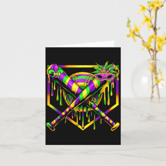 Baseball Mardi Gras Carnival Party Mask Ice Cream  カード (黄色い花)
