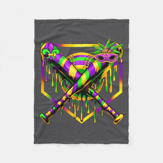 Baseball Mardi Gras Carnival Party Mask Ice Cream フリースブランケット (正面)