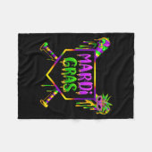 Baseball Mardi Gras Carnival Party Mask Ice Cream  フリースブランケット (正面(横))