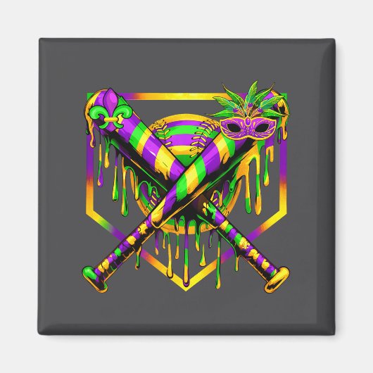 Baseball Mardi Gras Carnival Party Mask Ice Cream  マグネット (正面)