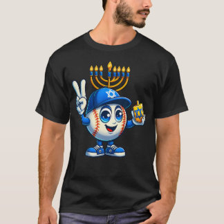 Baseball Menorah Dreidel Jewish Hanukkah Womens Me Tシャツ