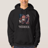 Baseball Merica Patriotic 4th July American Flag パーカ (正面)