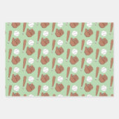 Baseball Mitt Bat Pattern Wrapping Paper Sheets  ラッピングペーパーシート (正面2)