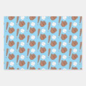 Baseball Mitt Bat Pattern Wrapping Paper Sheets  ラッピングペーパーシート (正面)