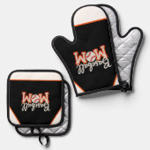 Baseball Mom “Baseball M❤️M” Gift Box Design – Bas 鍋つかみ&鍋敷きセット (正面/裏面)