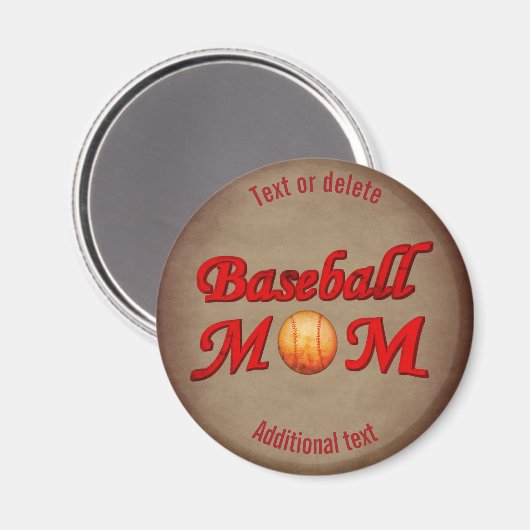Baseball Mom Cute Personalized マグネット (正面/裏面)